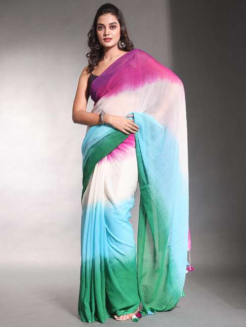 women tie & dye printed saree - 22046389 - Standard Image - 0