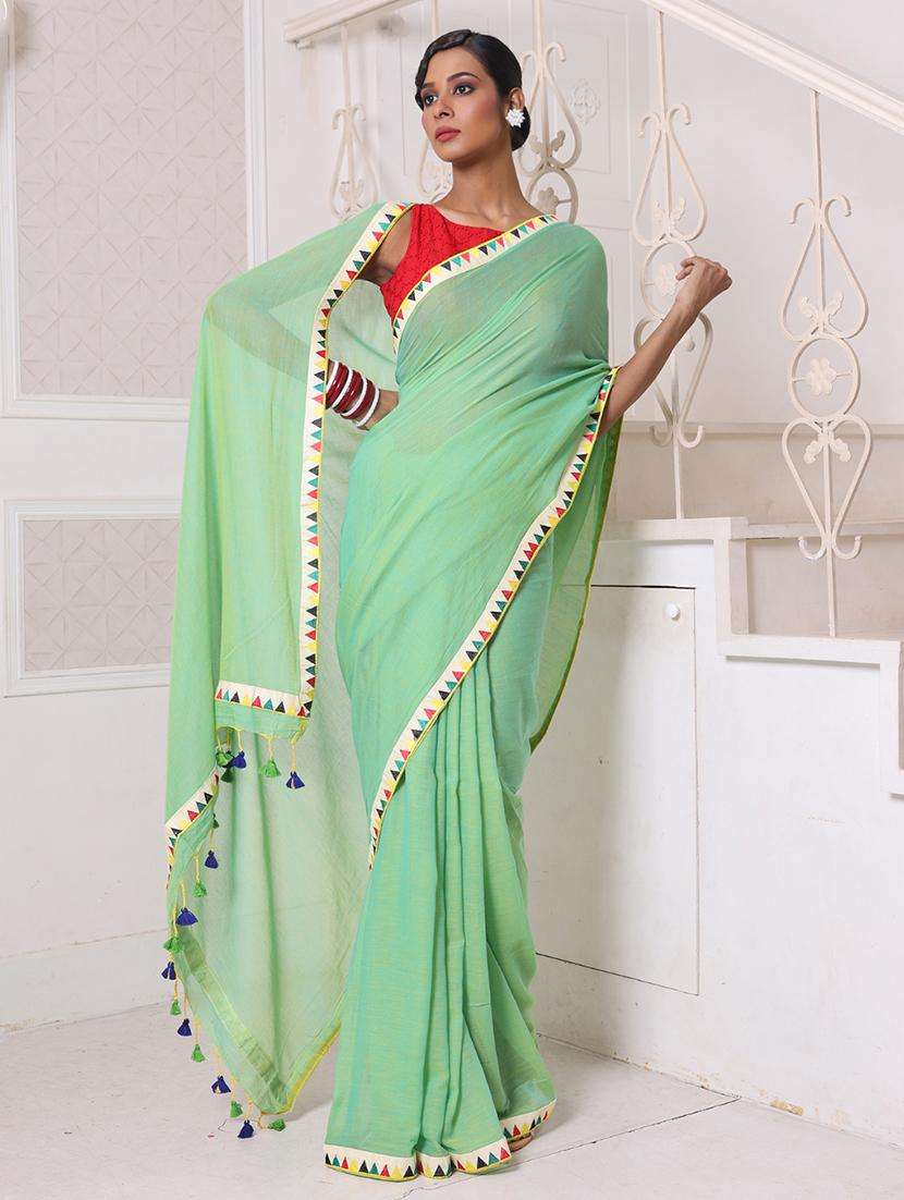 women solid plain saree