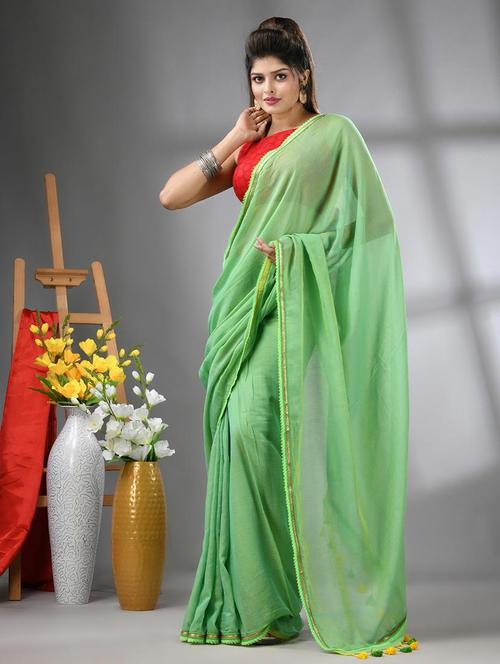 women solid handloom saree - 22046401 - Standard Image - 0