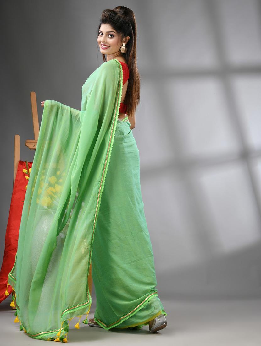 women solid handloom saree - 22046401 - Standard Image - 1