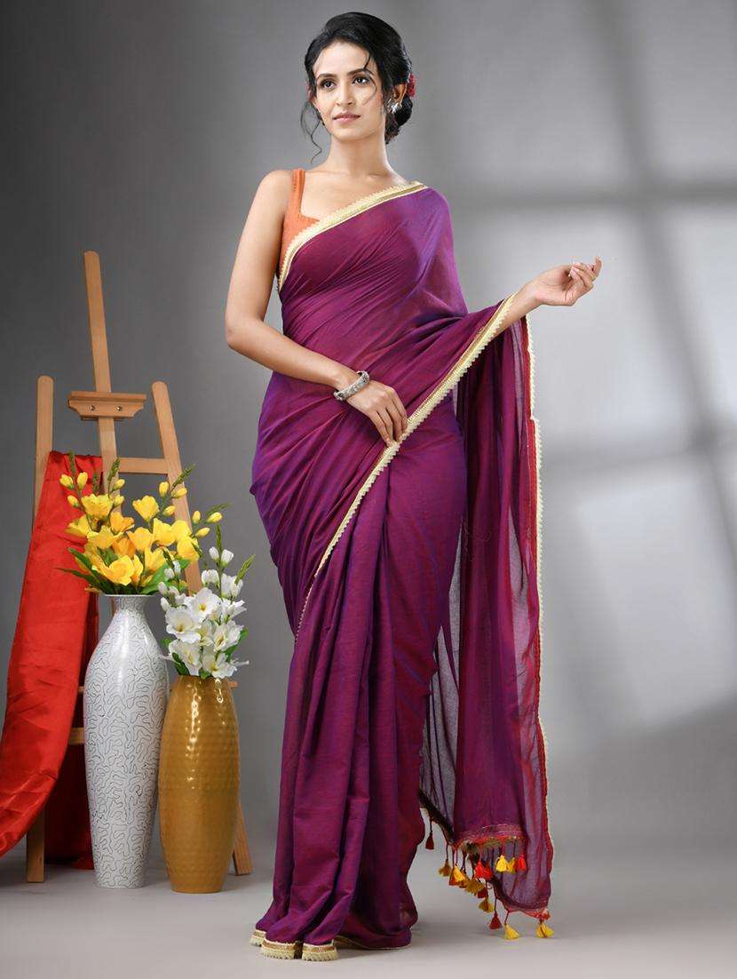 women solid handloom saree