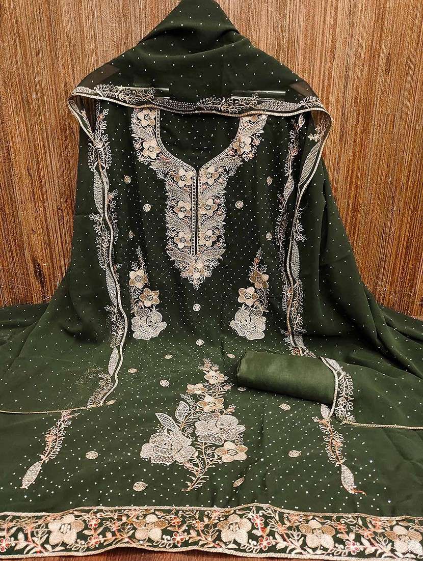 women solid with work embroidered unstitched suit set - 22047823 -  Standard Image - 1