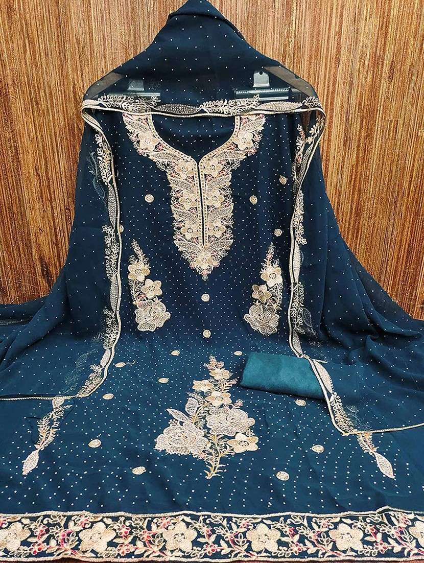 women solid with work embroidered unstitched suit set - 22047824 - Standard Image - 1