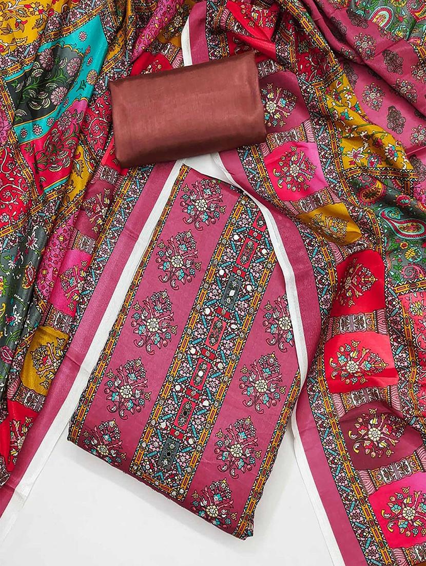 women printed embellished unstitched suit set - 22047834 - Standard Image - 1