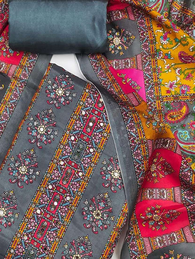 women printed embellished unstitched suit set - 22047835 -  Standard Image - 1