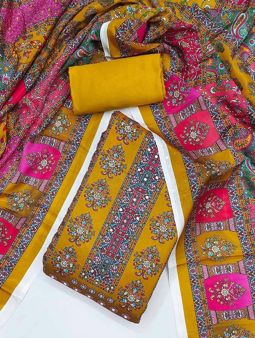 women printed embellished unstitched suit set - 22047836 - Standard Image - 1