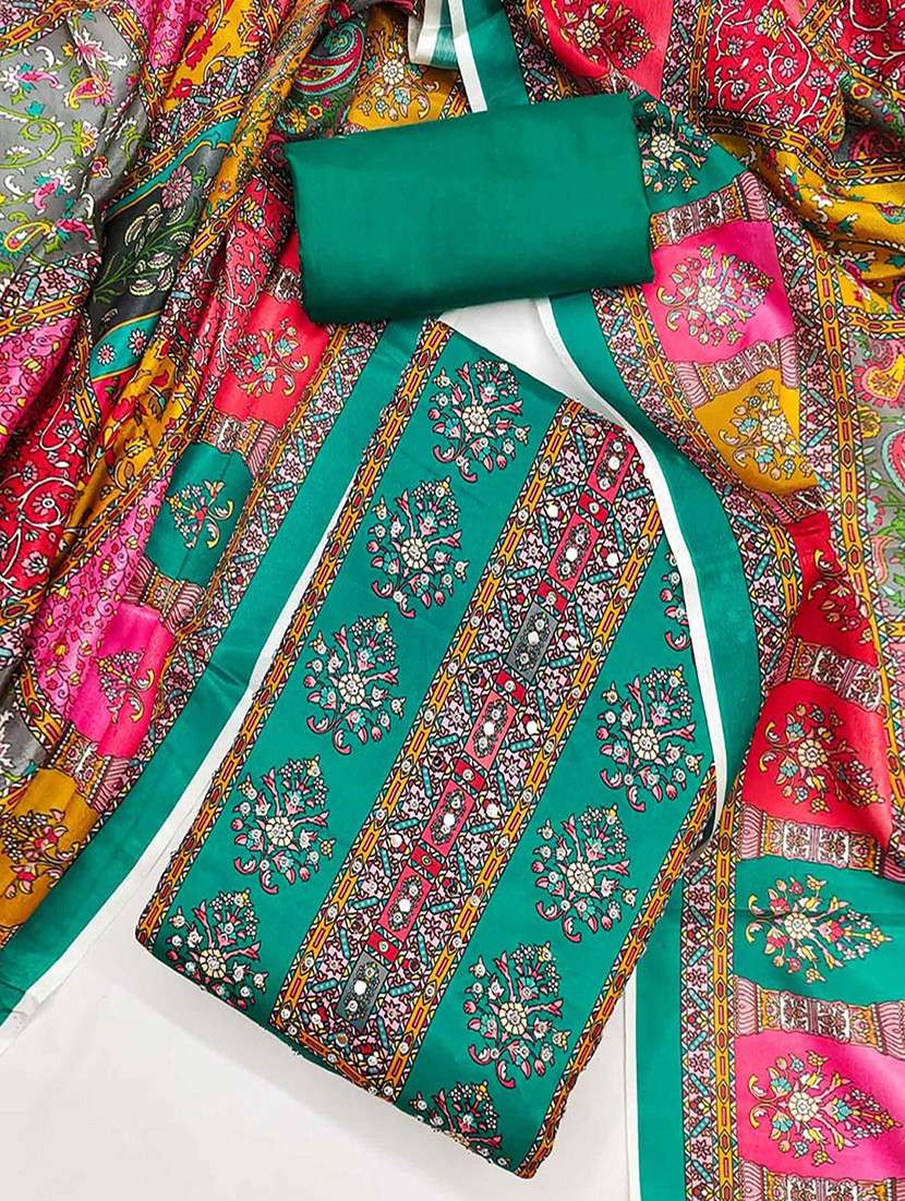 women printed embellished unstitched suit set - 22047837 -  Standard Image - 1