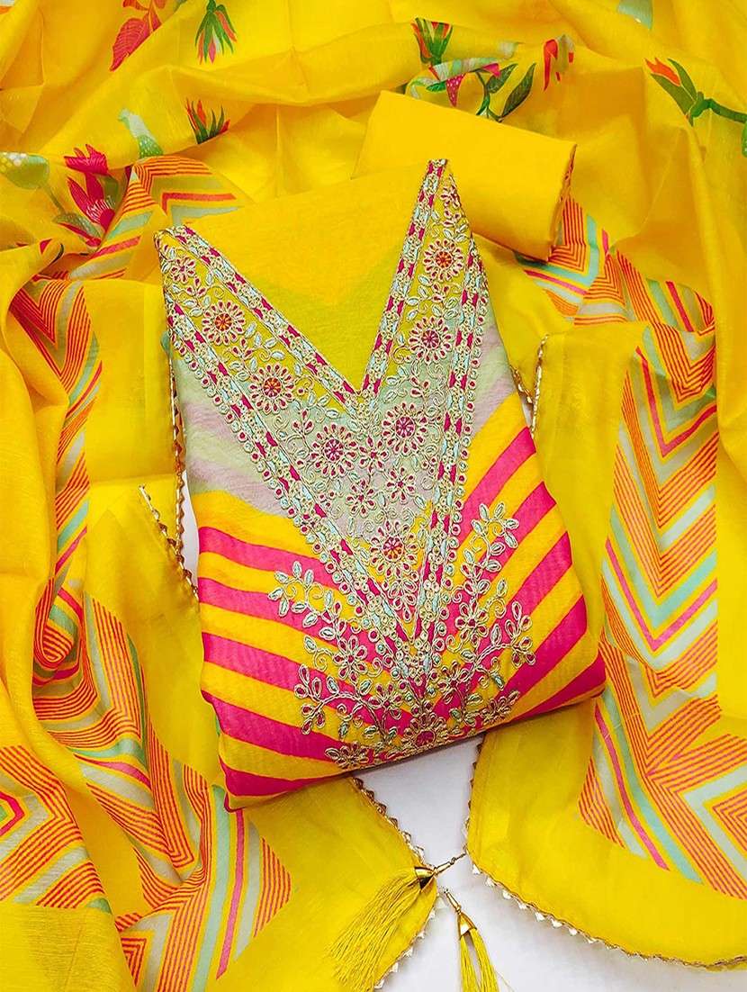 women printed embroidered unstitched suit set - 22047840 -  Zoom Image - 0