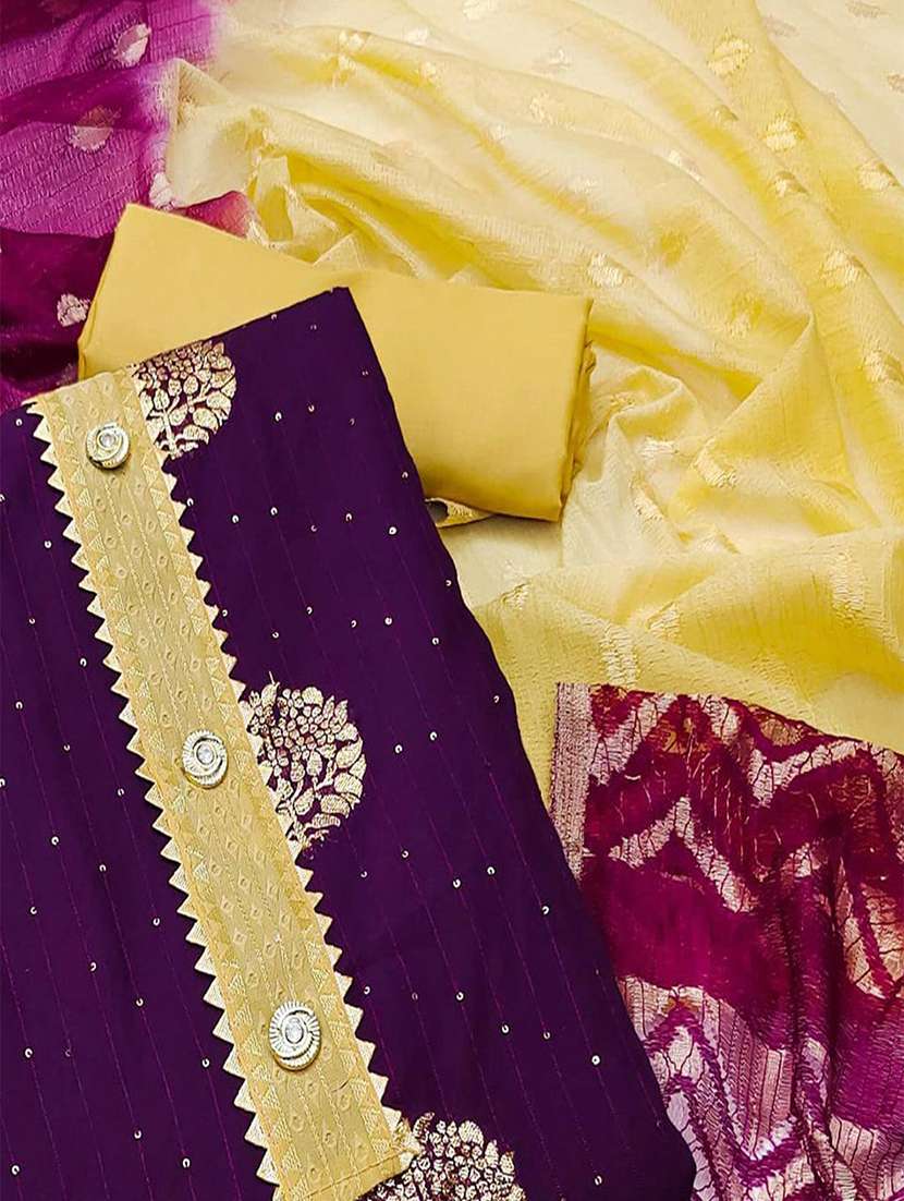 women self design embellished unstitched suit set - 22047853 - Standard Image - 1