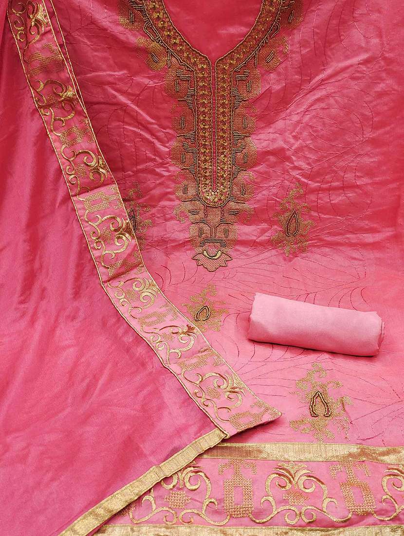 women solid with work embroidered unstitched suit set - 22047860 -  Standard Image - 1