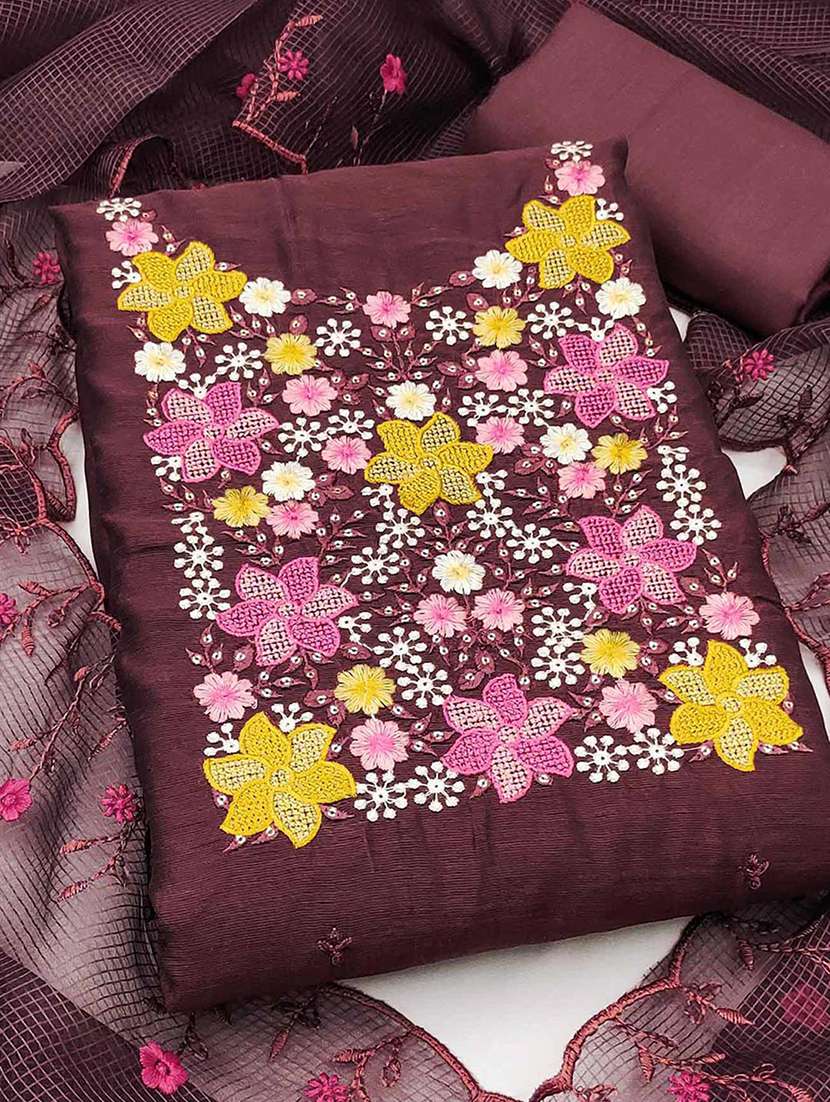 women floral embroidered unstitched suit set - 22047868 -  Standard Image - 1