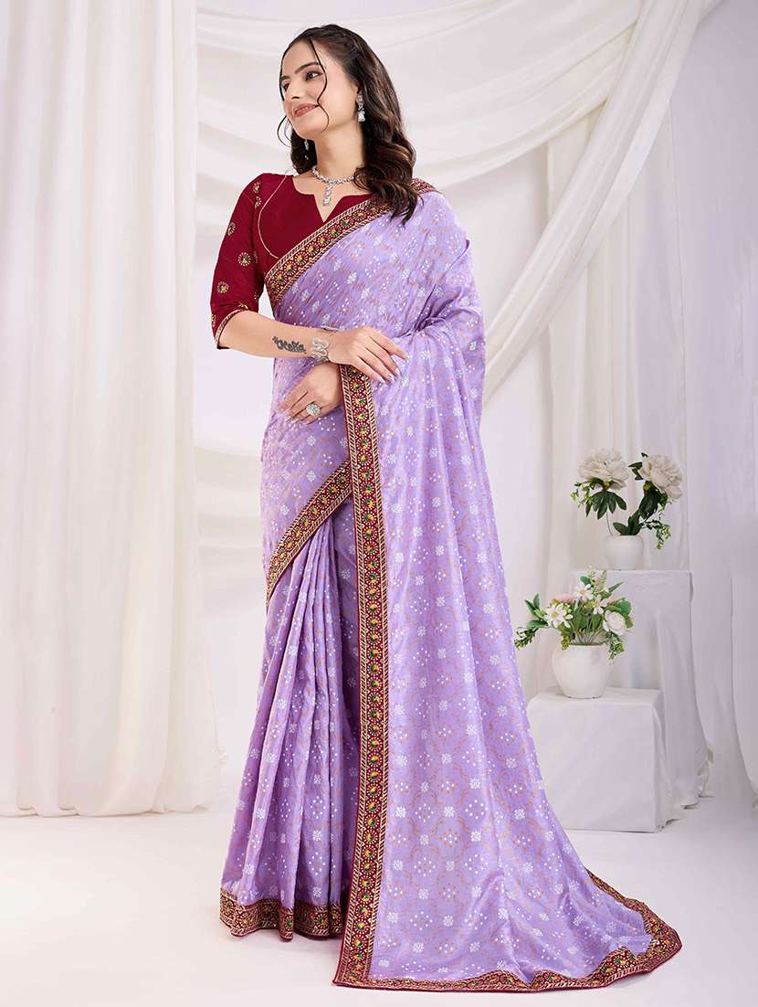 women bandhani printed bordered saree with blouse - 22047890 -  Standard Image - 1