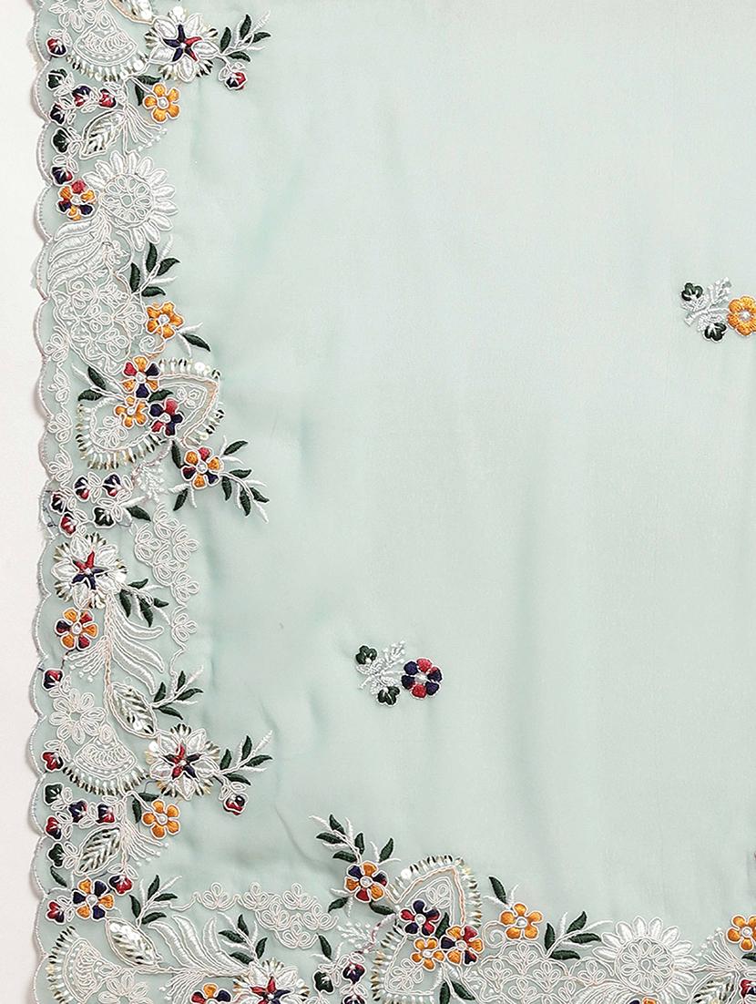 women solid with work embroidered saree with blouse - 22047901 - Standard Image - 4