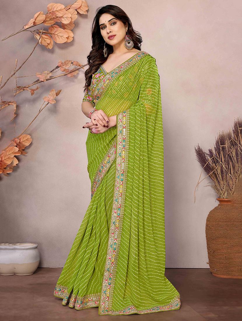 women leheriya printed bordered saree with blouse - 22047939 -  Standard Image - 1