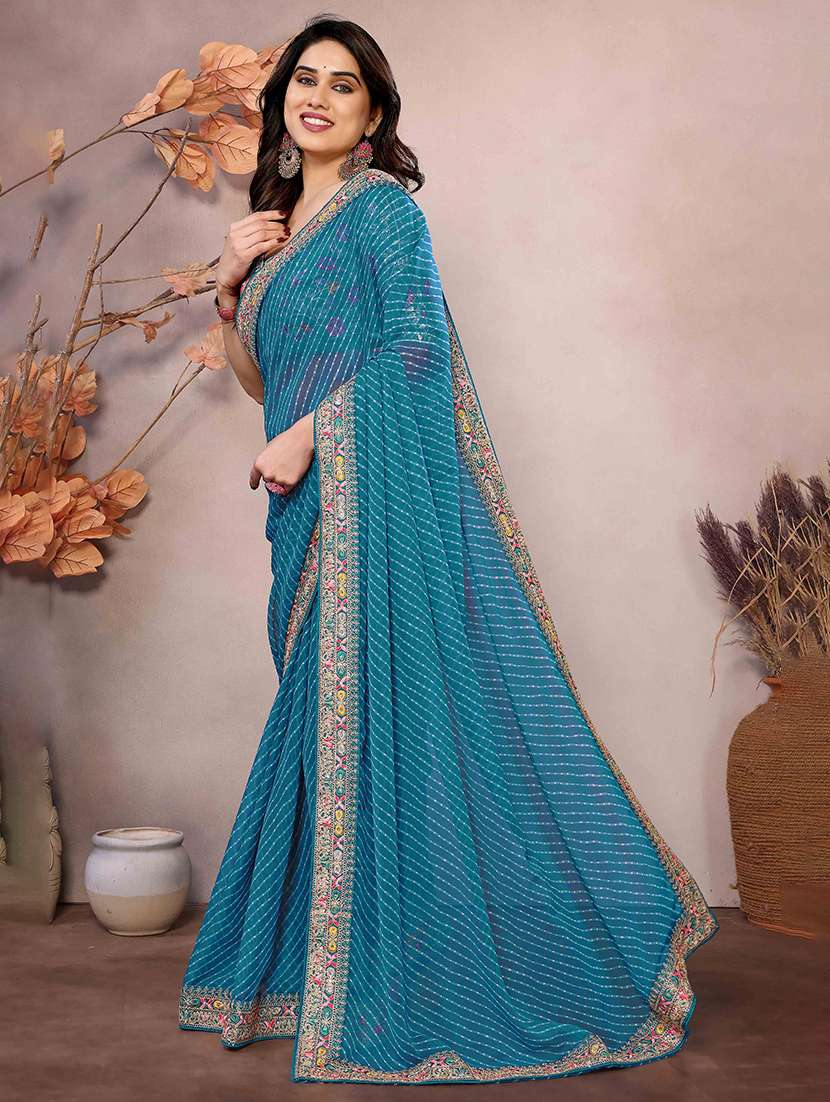 women leheriya printed bordered saree with blouse - 22047941 -  Standard Image - 1