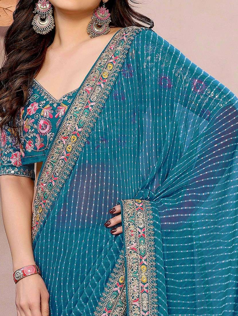 women leheriya printed bordered saree with blouse - 22047941 -  Standard Image - 4