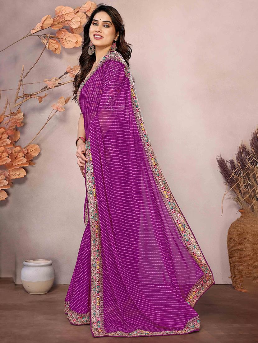 women leheriya printed bordered saree with blouse - 22047942 - Standard Image - 1