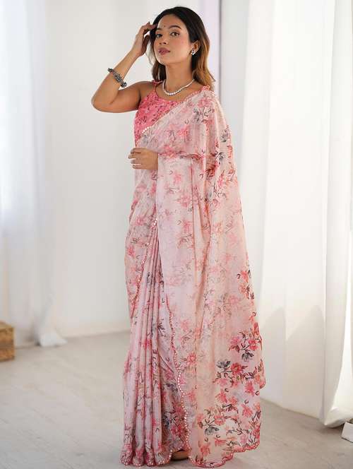 women printed casual wear saree with blouse - 22047961 -  Standard Image - 0