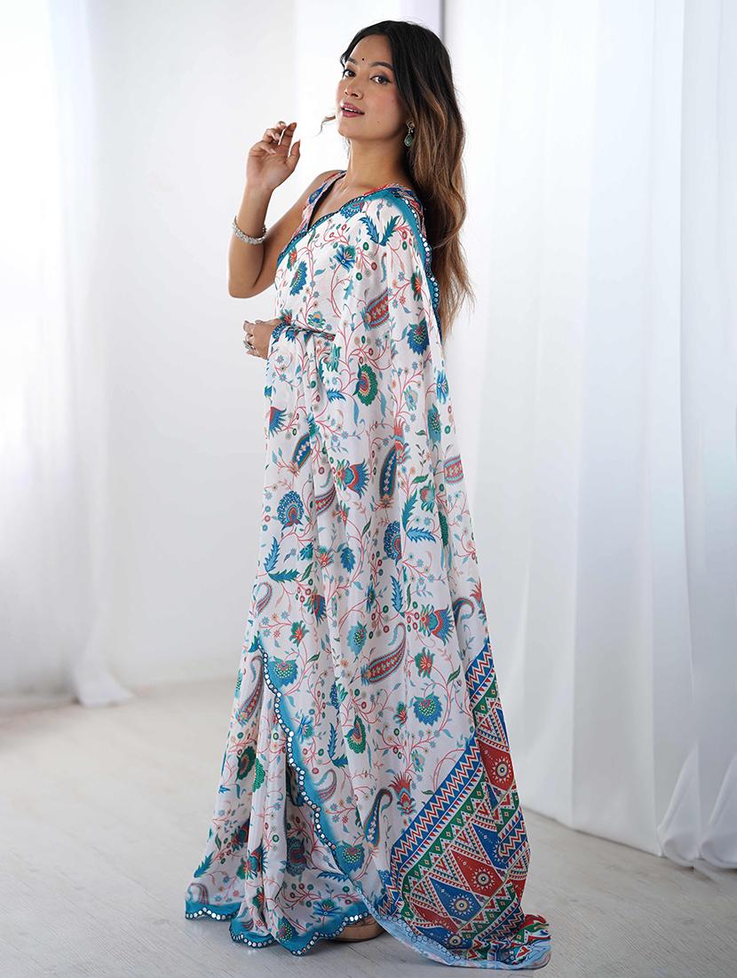 women printed casual wear saree with blouse - 22047964 -  Standard Image - 1