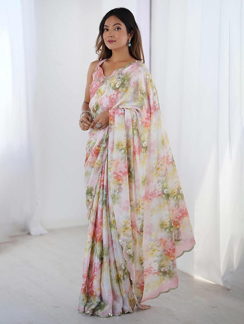 women printed casual wear saree with blouse - 22047965 - Standard Image - 1