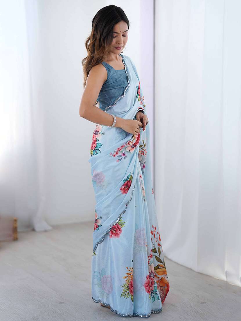women printed casual wear saree with blouse - 22047972 - Standard Image - 1