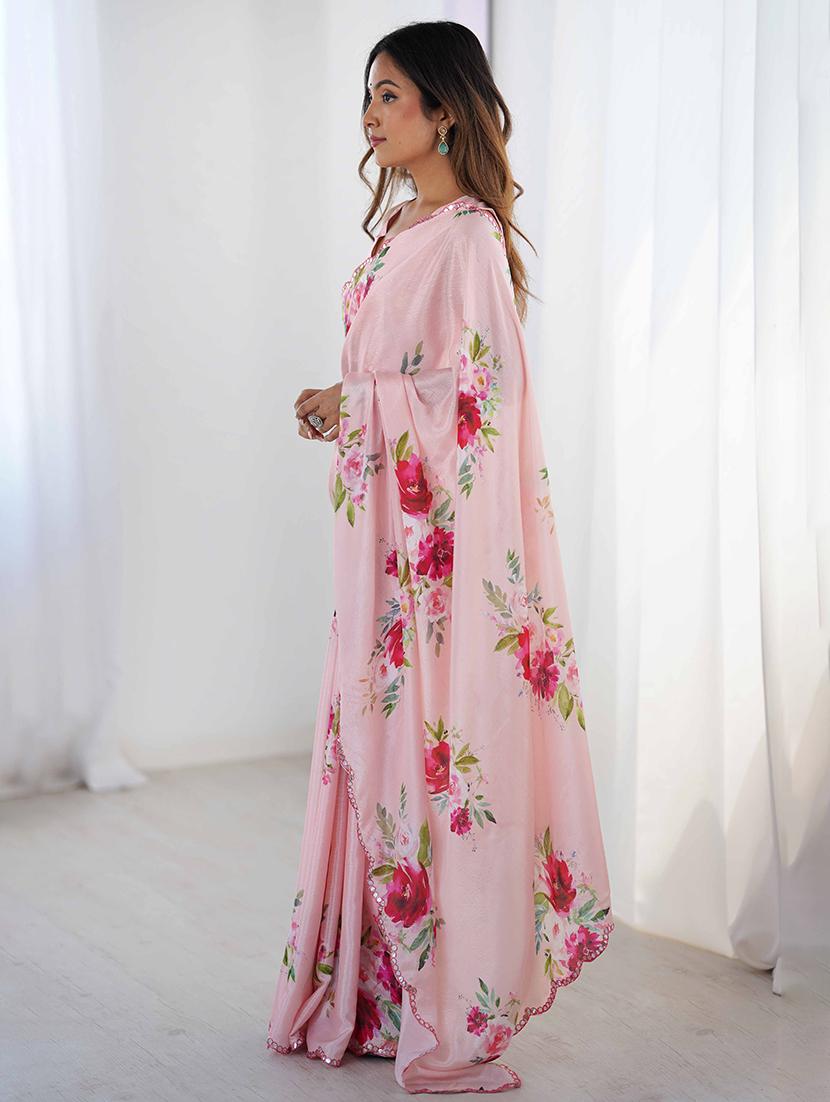 women printed casual wear saree with blouse - 22047974 - Standard Image - 1