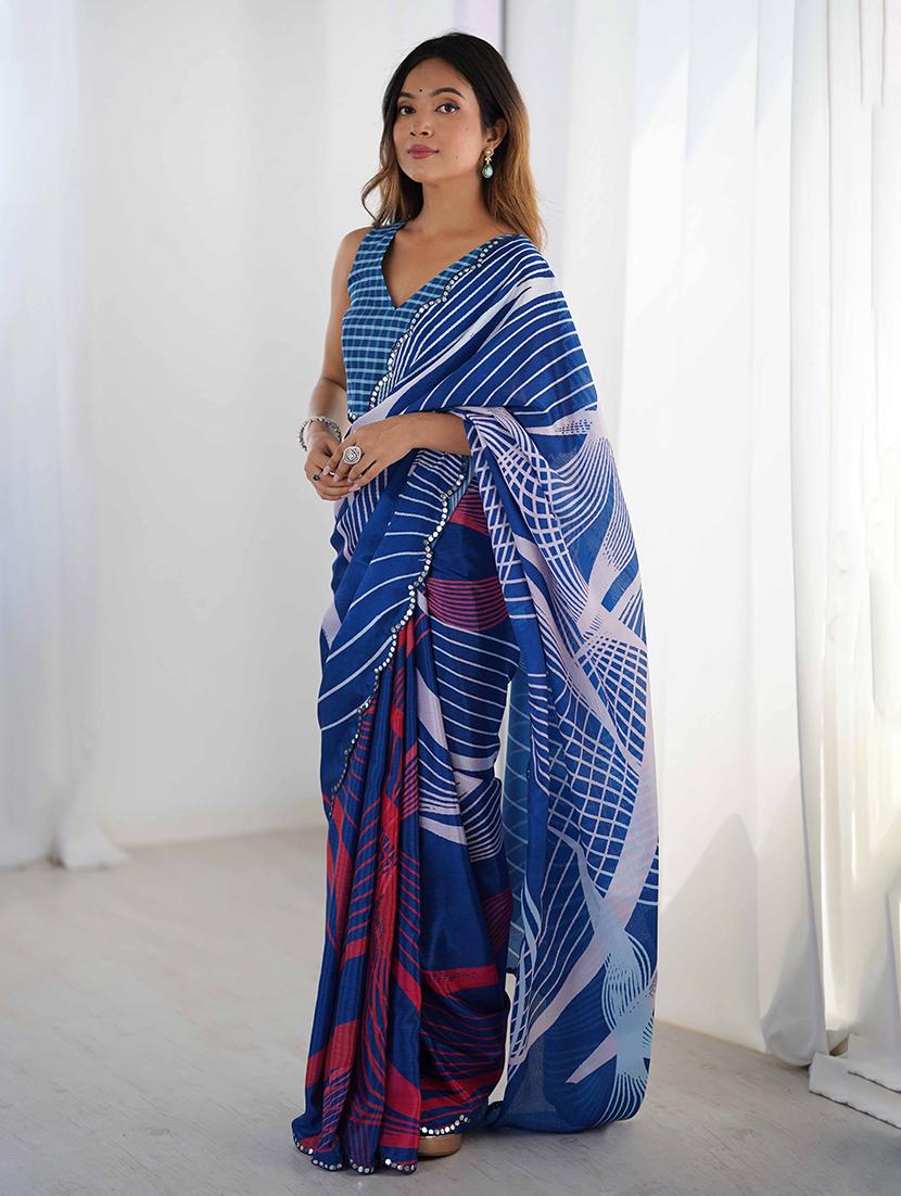women printed casual wear saree with blouse - 22047975 - Standard Image - 1