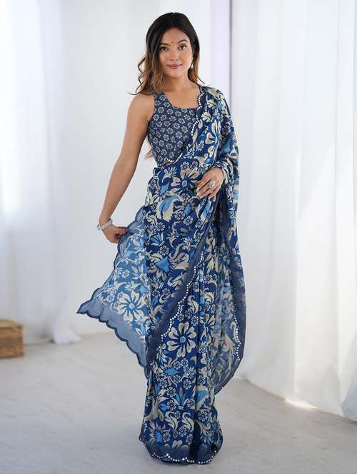 women printed casual wear saree with blouse - 22047977 -  Standard Image - 0