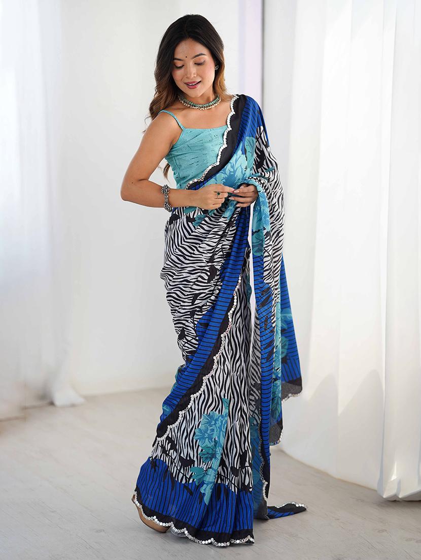 women printed casual wear saree with blouse - 22047978 - Standard Image - 1