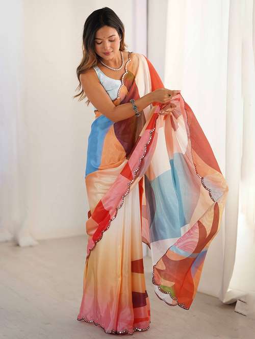 women printed casual wear saree with blouse - 22047989 -  Standard Image - 0