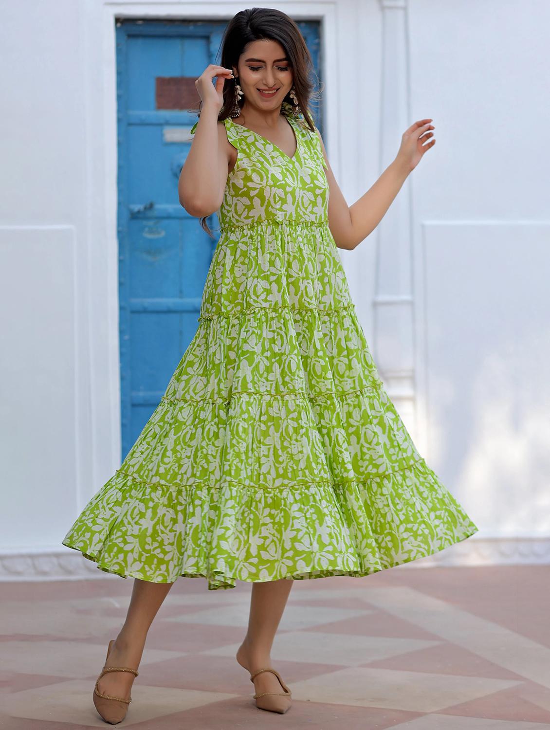 women printed sleeveless tiereddress - 22048026 - Standard Image - 1
