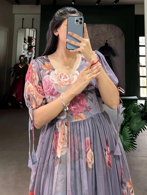 women floral print puff sleeve tiered dress - 22048028 - Standard Image - 4