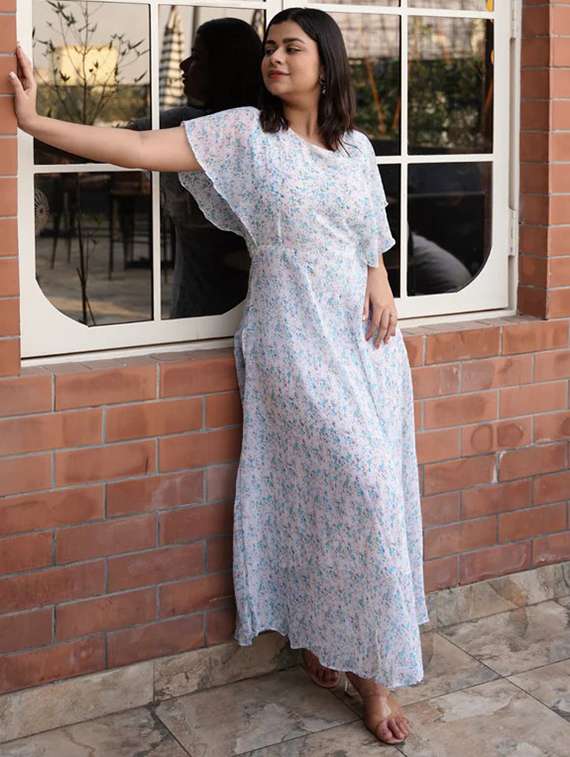 women floral print flared sleeve fit & flare dress - 22048030 - Standard Image - 1