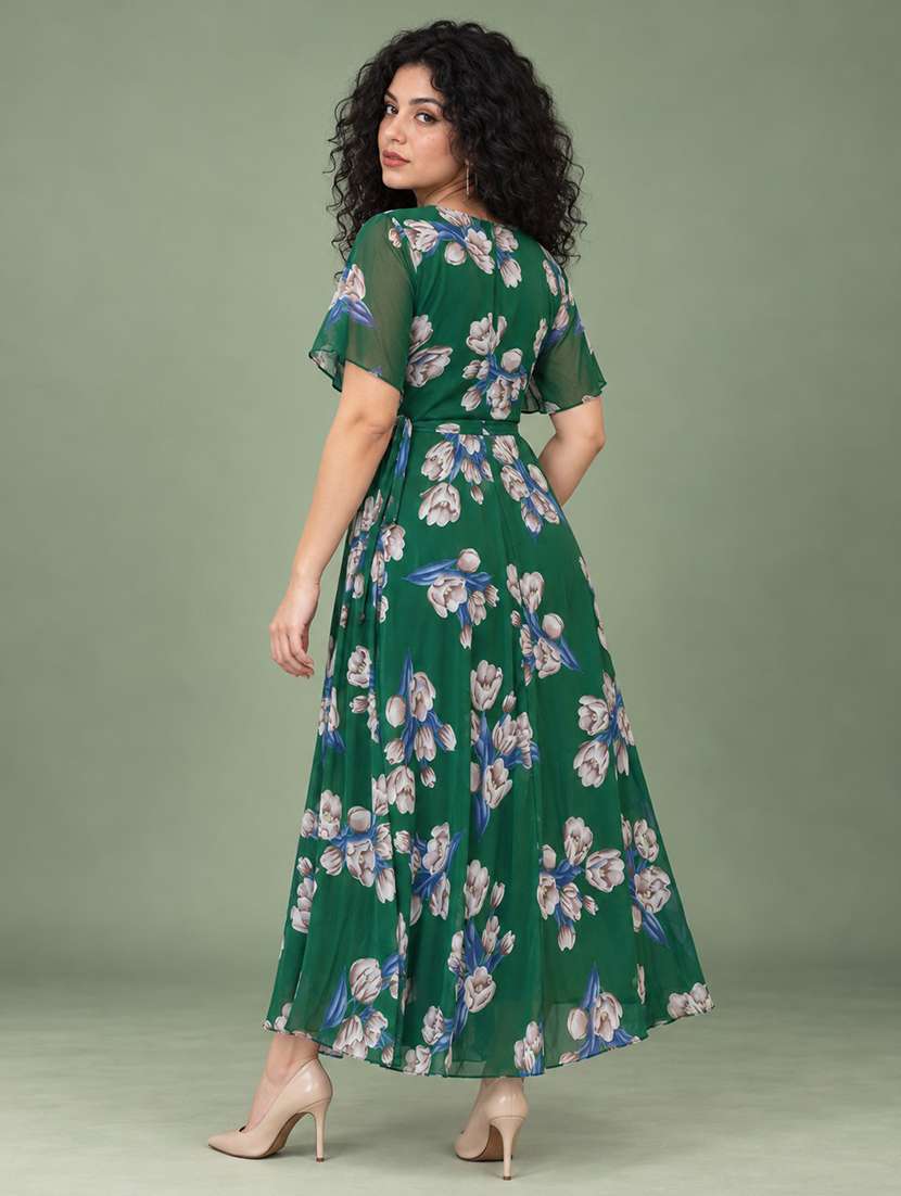 Women Floral Print Bell Sleeve Fit & Flare Dress - 22048031 -  Standard Image - 1