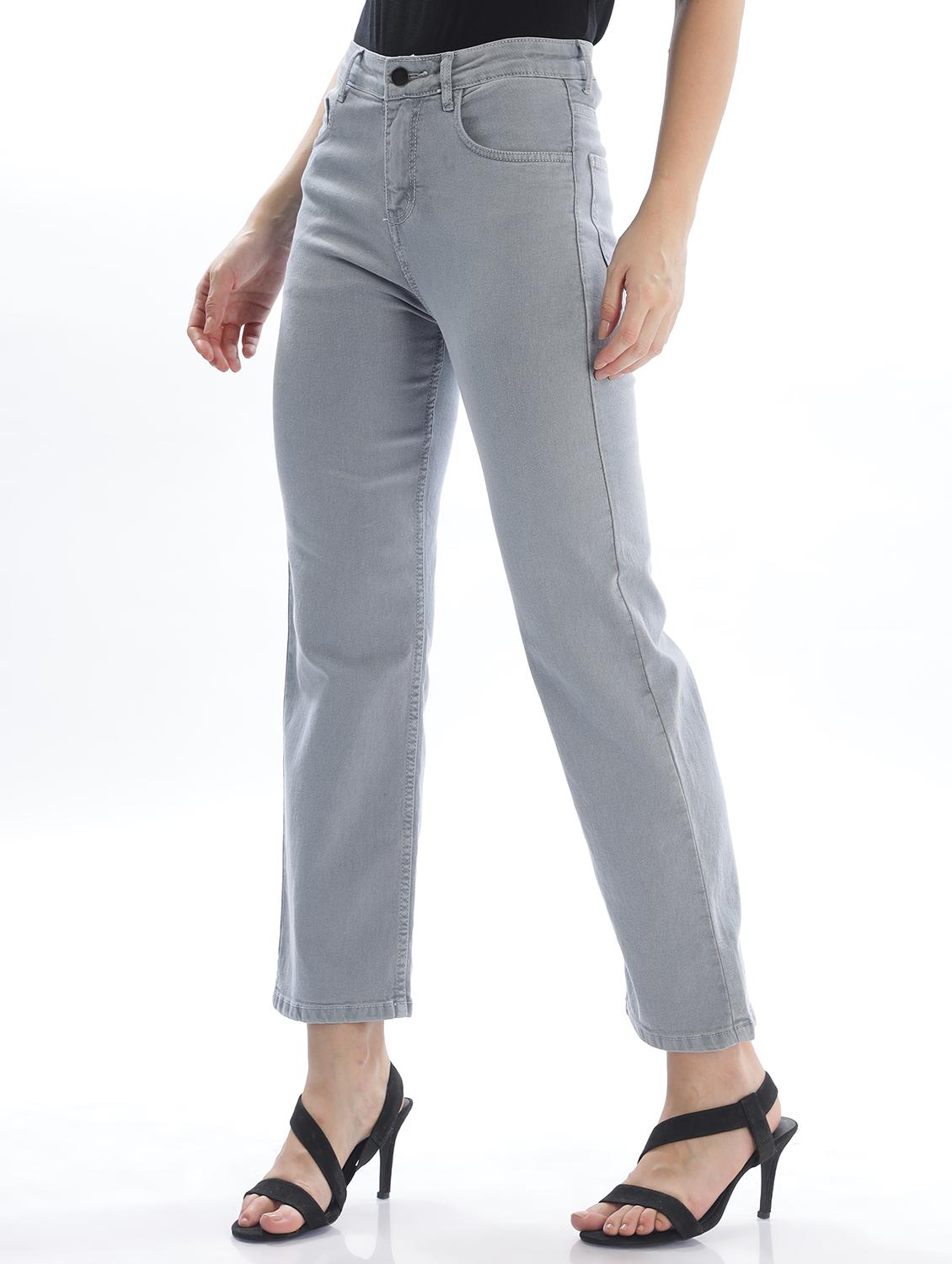 women solid high rise staright fit jeans   - 22048042 -  Standard Image - 1