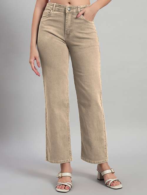 women solid high rise staright fit jeans   - 22048055 -  Standard Image - 0