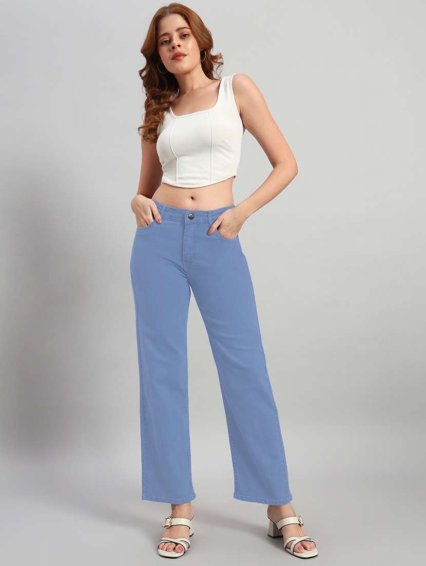 Women Solid High Rise Staright Fit Jeans  