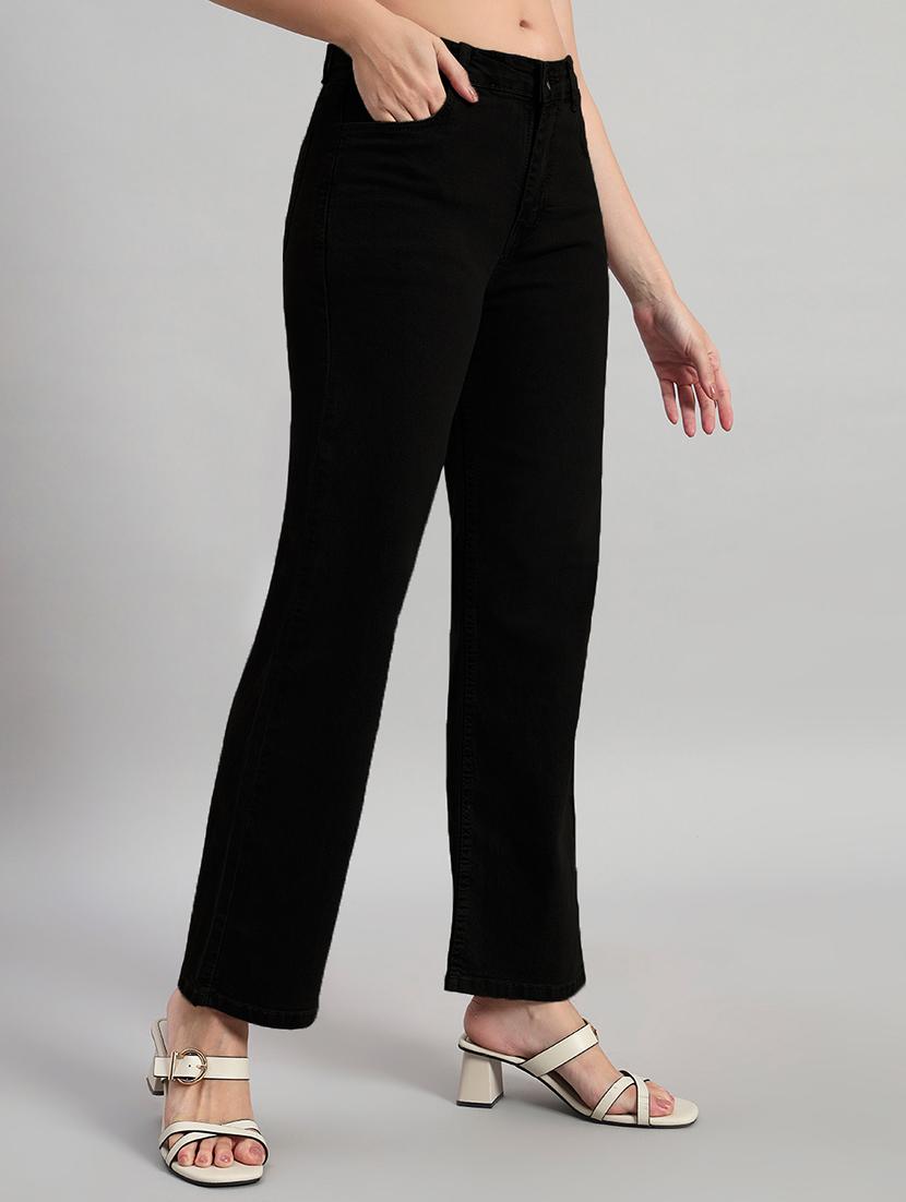 women solid high rise staright fit jeans   - 22048059 -  Standard Image - 1