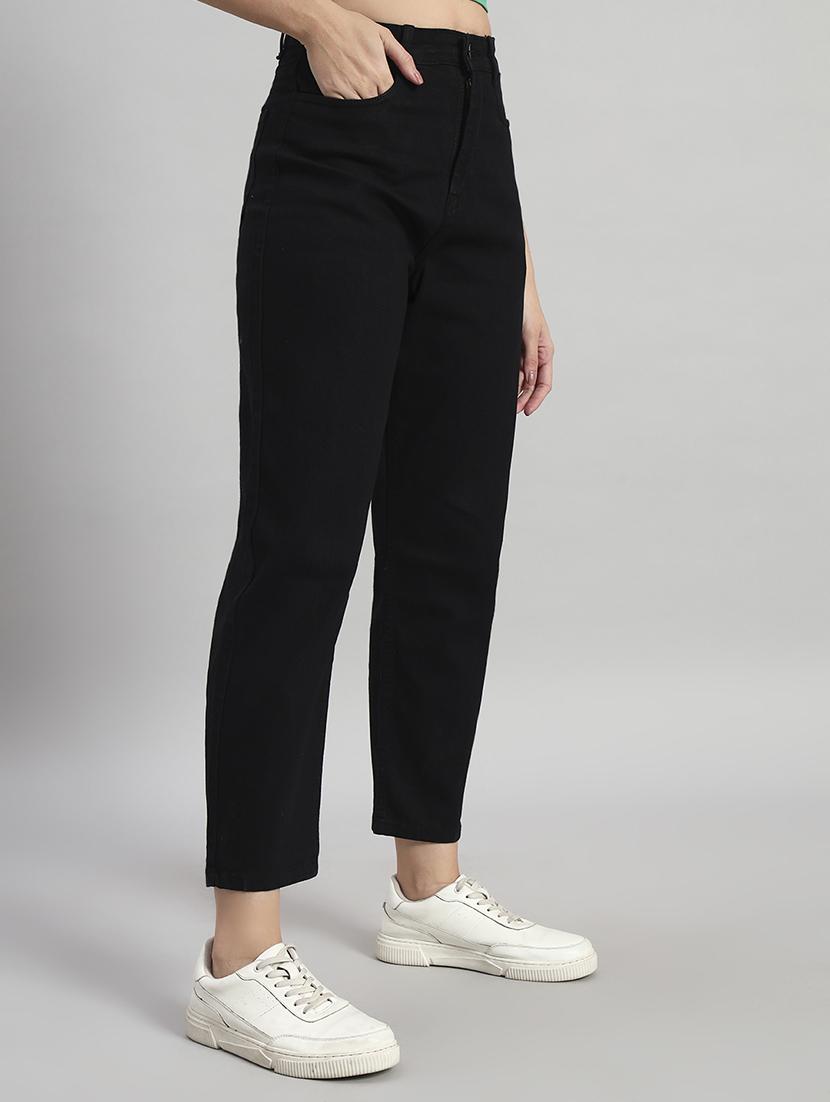 women solid high rise mom fit jeans - 22048067 - Standard Image - 1