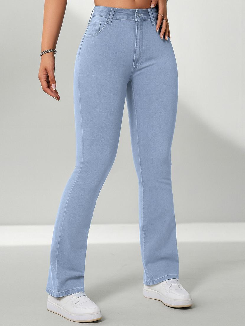 women solid high rise bootcut jeans - 22048076 - Standard Image - 1