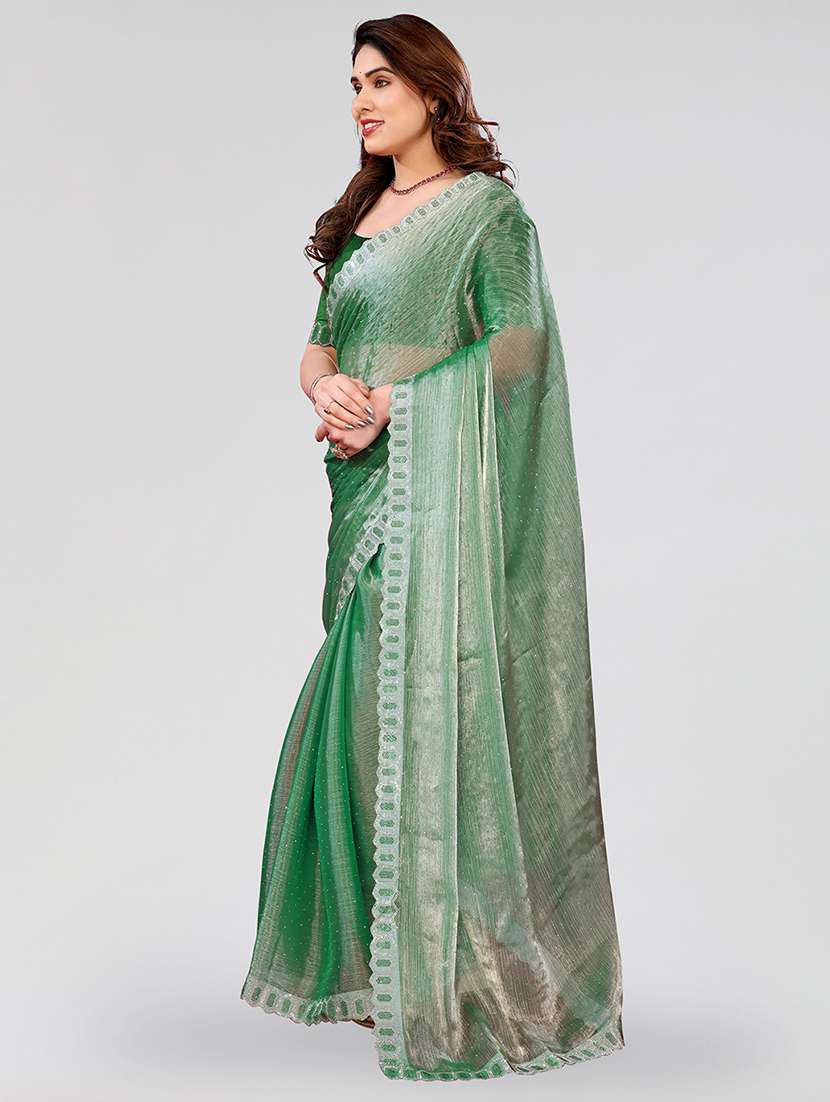women solid with work embellished saree with blouse - 22048086 -  Standard Image - 1
