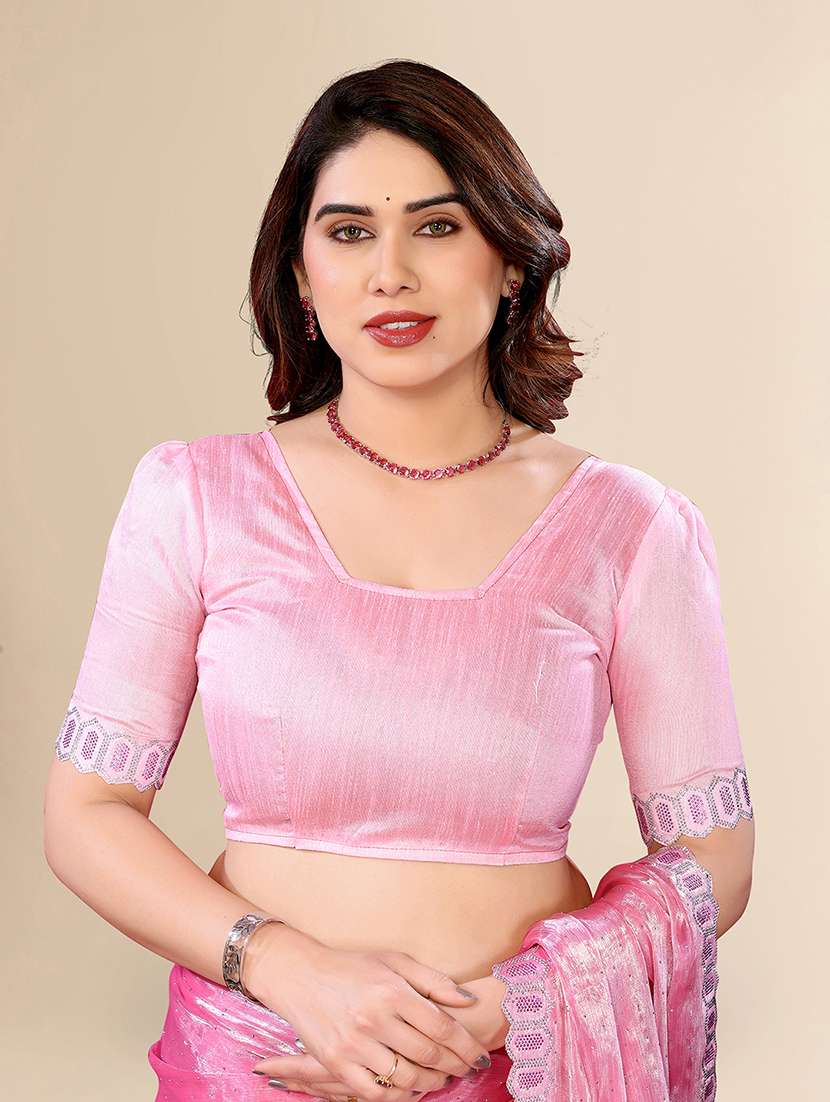 women solid with work embellished saree with blouse - 22048097 -  Standard Image - 4