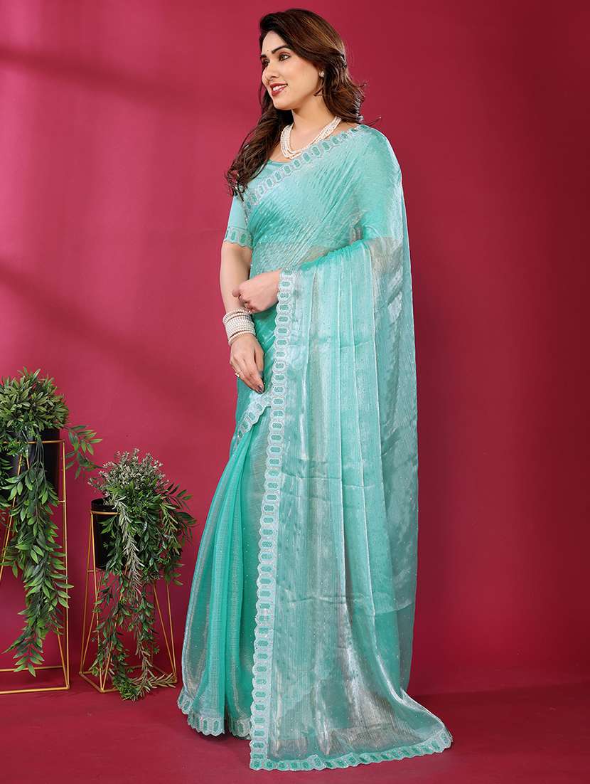 women solid with work embellished saree with blouse - 22048103 -  Standard Image - 1