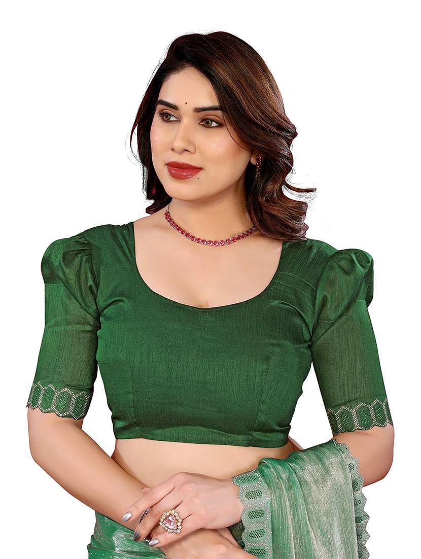 women solid with work embellished saree with blouse - 22048113 -  Standard Image - 4