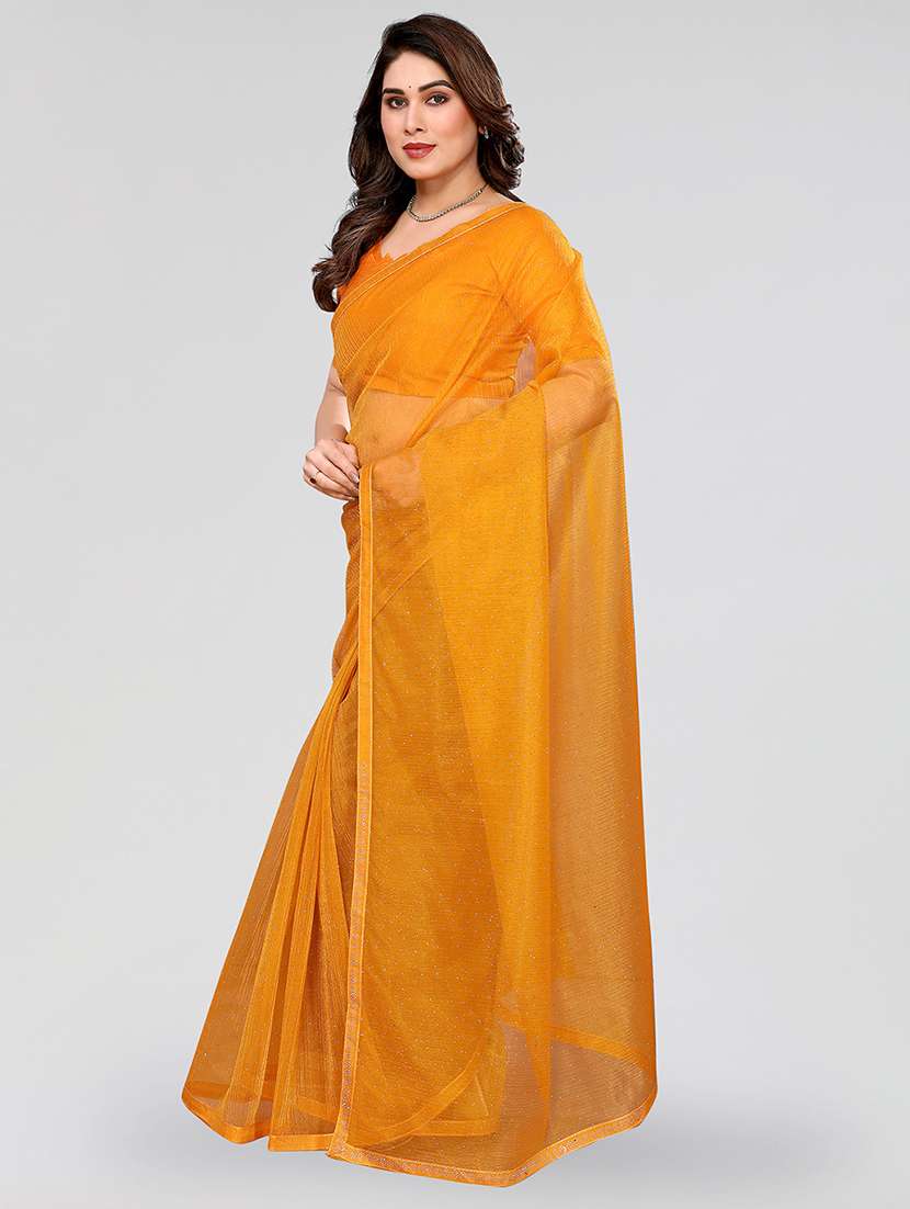 women solid with work embellished saree with blouse - 22048117 - Standard Image - 1