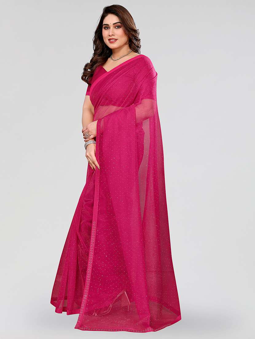 women solid with work embellished saree with blouse - 22048123 -  Standard Image - 1