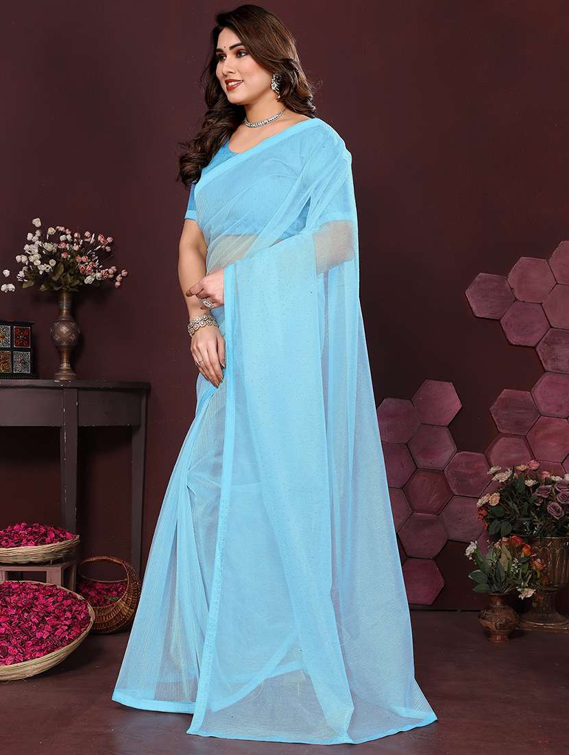 women solid with work embellished saree with blouse - 22048139 -  Standard Image - 1