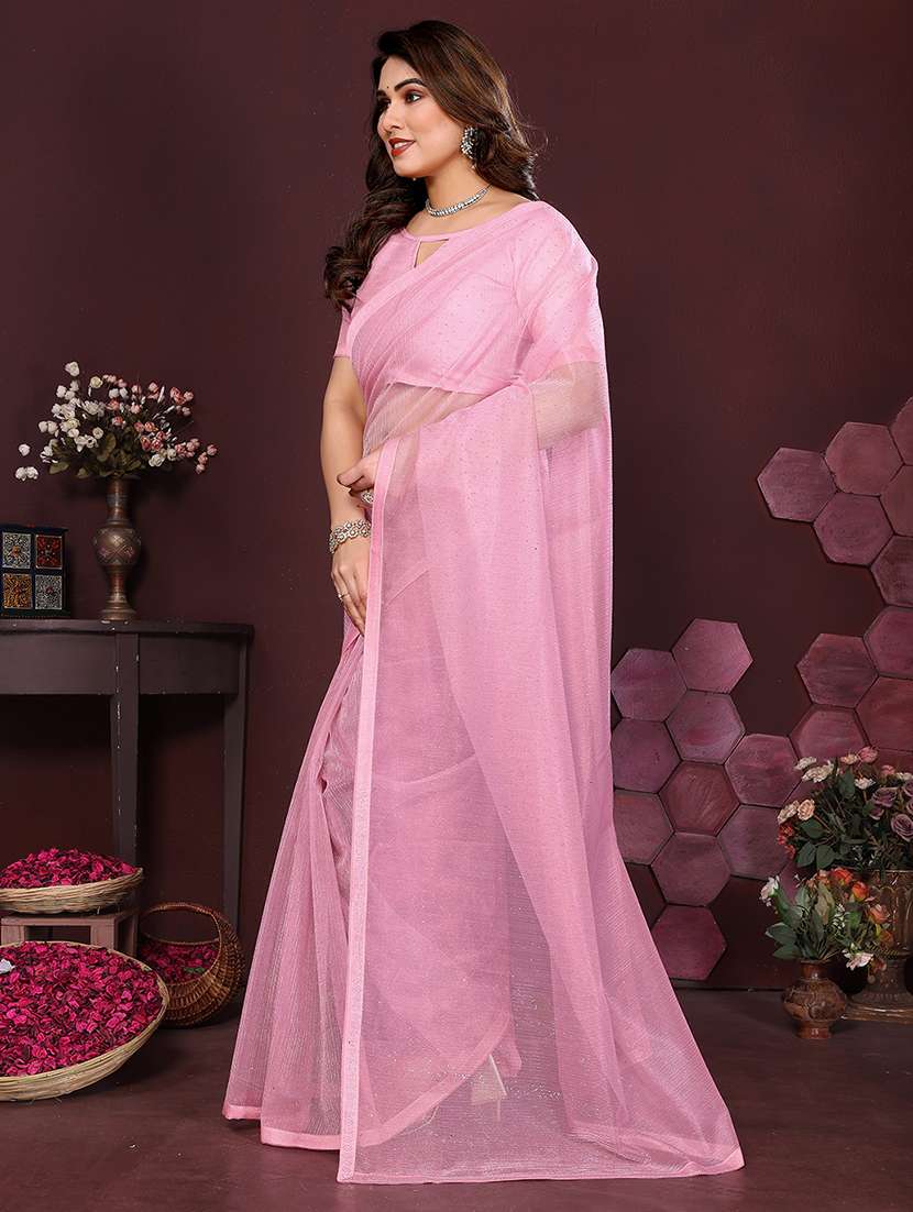 women solid with work embellished saree with blouse - 22048146 -  Standard Image - 1