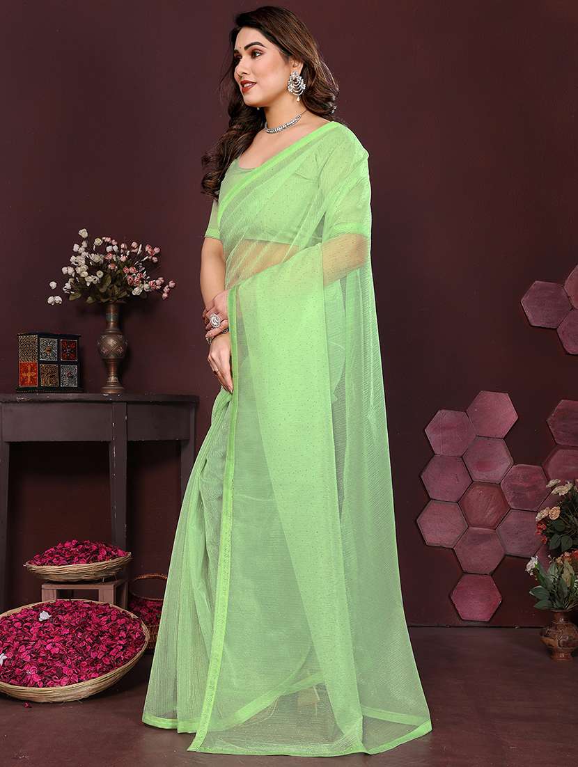 women solid with work embellished saree with blouse - 22048148 -  Standard Image - 1