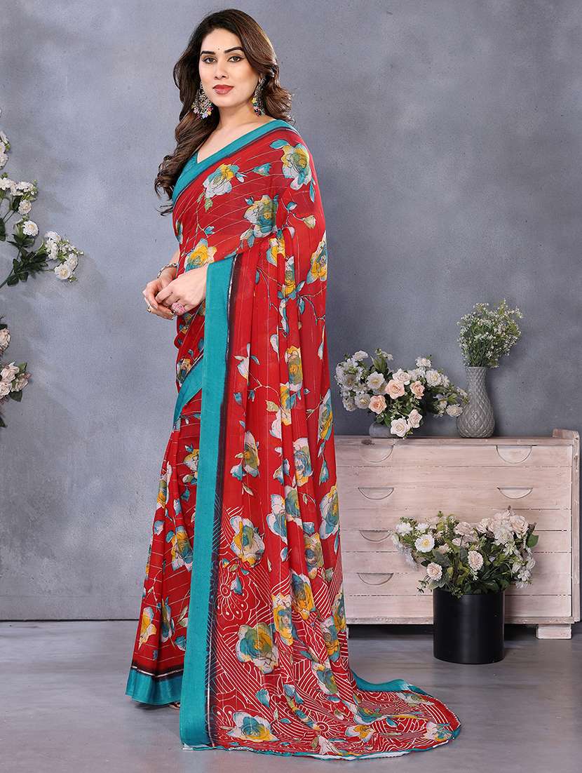 women printed casual wear saree with blouse - 22048153 -  Standard Image - 1